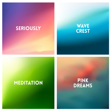 Abstract vector multicolored blurred background set. 4 colors set.