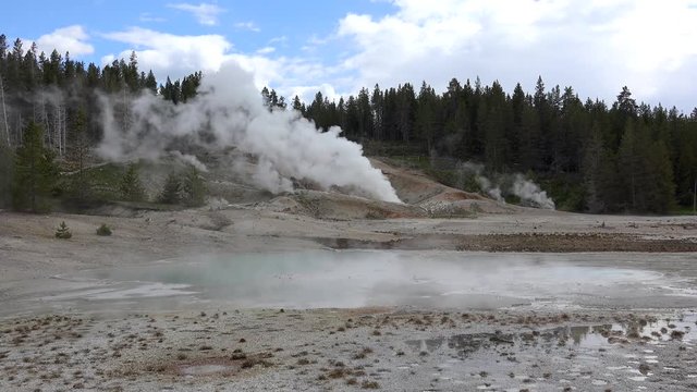 Geothermal activity at Porcelain Basin (Norris Geyser Basin). Yellowstone NP, Wyoming, USA