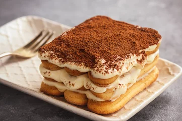 Foto op Plexiglas Homemade tiramisu cake, italian dessert. © O.B.