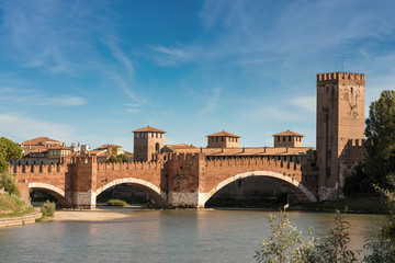 Scaligero Bridge and Adige river in Verona, Veneto, Italy