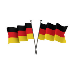 Germany flags crossed isolated on a white background. 3D Rendering