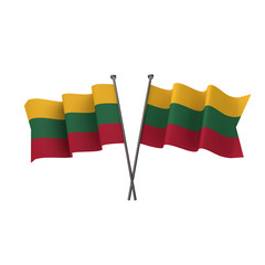 Lithuania flags crossed isolated on a white background. 3D Rendering