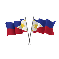 Philippines flags crossed isolated on a white background. 3D Rendering