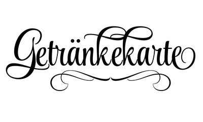 Schriftzug Getr&auml;nkekarte mit Ornamenten in Schwarz