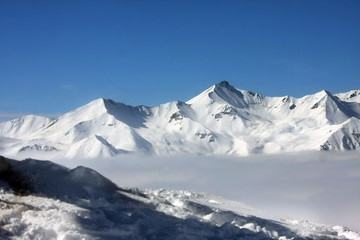 Fototapeta na wymiar Ski resort Gudauri in Georgia Caucasus mountains.