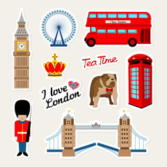 Fashion english patch badges with london bus, telephone, crown, england bulldog, bridge, guard, london travel and other. Very large set of girlish and boyish stickers, travel london patches in cartoon