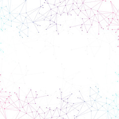 Colorful graphic background molecule and communication. Connection line with dots for your design, illustration