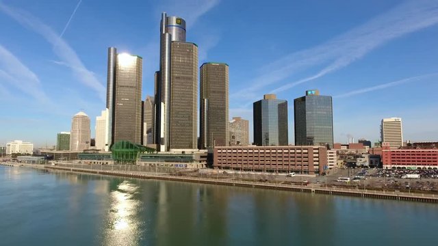 Dramatic Towards Detroit Skyline