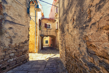 street scene in Buje, Croatia.