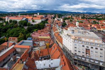 Fototapeta na wymiar bird's-eye view of Zagreb's historical downtown, Croatia.