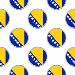 Seamless pattern from the circles with flag of Bosnia and Herzegovina.