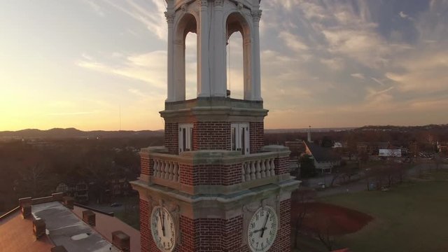 4k Aerial Nashville TowerA Winter Sunset 003 Medium Orbit Boom Up