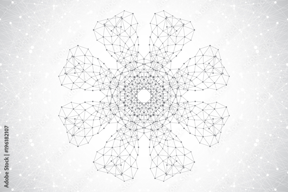 Poster Geometric abstract background molecule and communication . Connected lines with dots. Graphic background for your design. illustration.