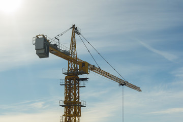 Crane builds a house