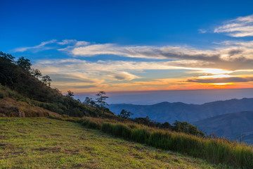 Beautiful sunrise in the morning on high mountain.