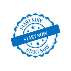Obraz premium Start now blue stamp illustration