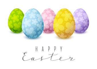 Easter card with color floral decorated eggs