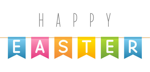 Easter color flags isolated on white