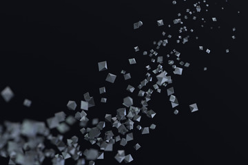 Abstract 3d rendering of flying rhombus.