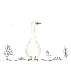 Card with isolated cartoon goose - obrazy, fototapety, plakaty