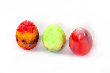 Three beautiful holiday candles. Close-up
