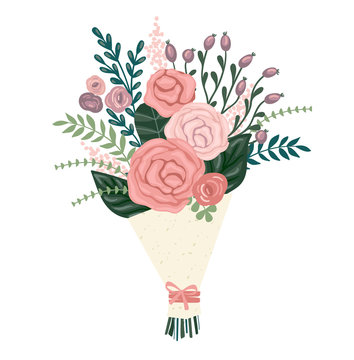 Vector Illustration Bouquet Of Flowers.