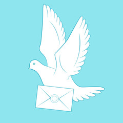 White carrier pigeon and letter