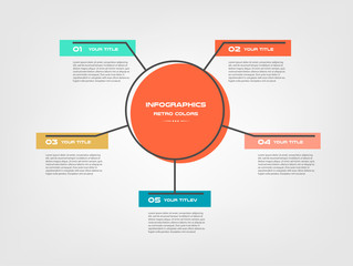 Circle cartoon steps infographics - can illustrate a strategy, workflow or team work, vector flat color, business template for presentation. Can be used for diagram, banner, web design