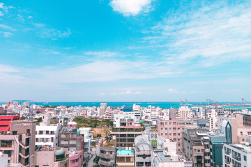 Fototapeta na wymiar View of downtown cityscape in Okinawa, Japan.
