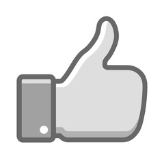 Gray thumb up icon. Vector illustration. 