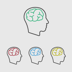 Head brain line icon