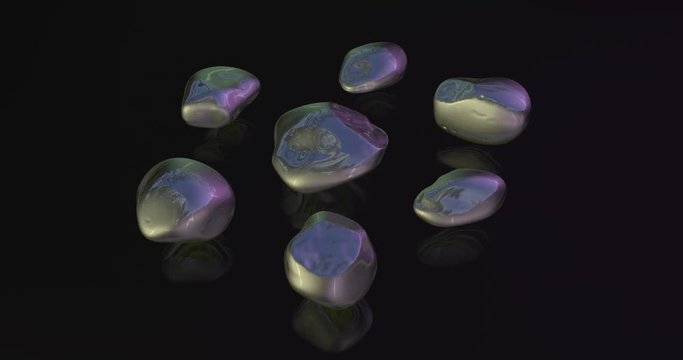 Fire Obsidian with anisotropic reflective color effect.Loopable 3d Animation.