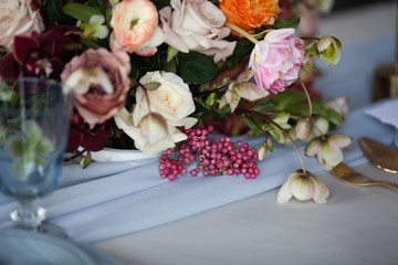 Wedding Table Setting With Floral Arrangement