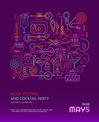 Poster zum Musikfestival und zur Cocktailparty