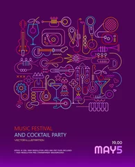 Garden poster Abstract Art Music Festival and Cocktail Party poster