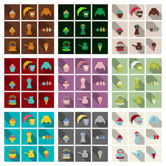Coffee Color Drawn Collection in vector style with shadow