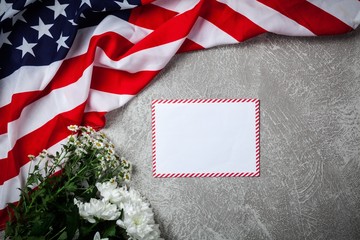 Fototapeta premium USA flag on grey background