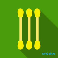 Realistic cotton eared sticks Vector illustration in flat style with shadow