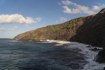 Big waves on a stormy day in Santo Domingo de Garafia at the west coast of La Palma / Canary Islands