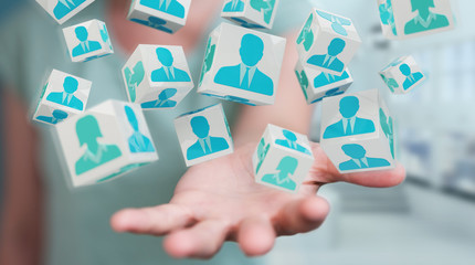 Businesswoman choosing candidate for a job 3D rendering