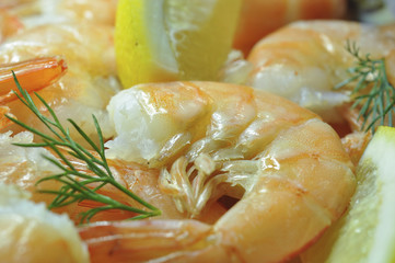Boiled shrimps.