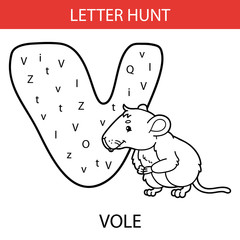 Vector illustration of printable kids alphabet worksheets educational game Letter hunt  for preschool children practice with cartoon character