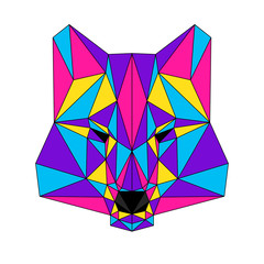 Fototapeta premium Abstract polygonal wolf portrait. Modern low poly wolf head isolated on white for card, veterinarian clinic placard, modern party invitation, book, poster, bag print, t shirt etc.