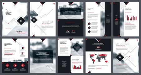 Elements of infographics for report template and presentations templates. Corporate annual report, leaflet, book cover design, brochure and flyer template design. Vector Illustration.  - obrazy, fototapety, plakaty