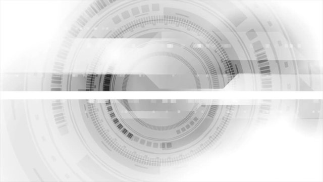 Grey abstract tech HUD interface gear shape motion background. Seamless loop. Video animation Ultra HD 4K 3840x2160