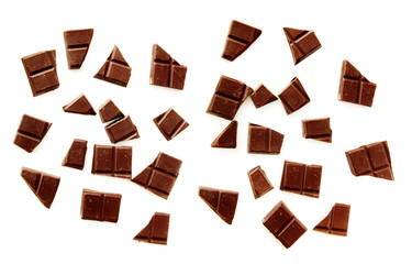 chocolate pieces isolated on white background