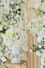 wedding flower decoration, flower backdrop background, rose wall, white rose