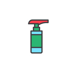 Spray bottle filled outline icon, line vector sign, linear colorful pictogram isolated on white. Cleanser dispenser symbol, logo illustration. Pixel perfect vector graphics