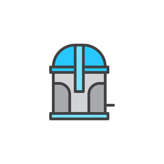 Trash container filled outline icon, line vector sign, linear colorful pictogram isolated on white. Garbage bin symbol, logo illustration. Pixel perfect vector graphics