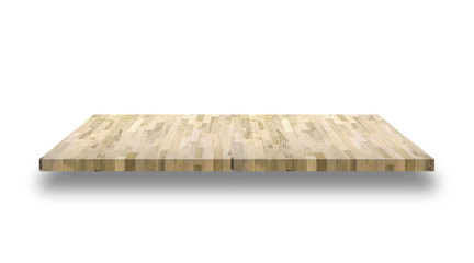 Wooden light shelf isolated on white background, can be used for object placement